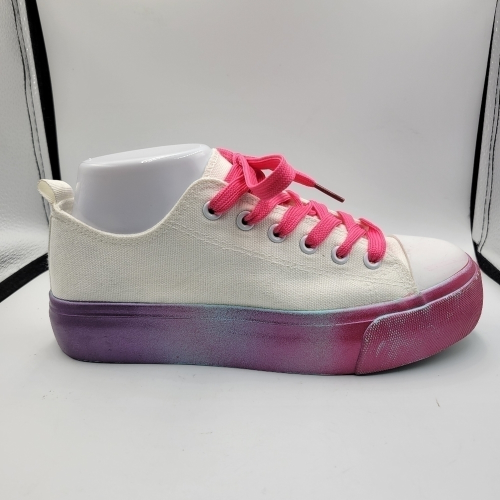 Olivia Miller Shoes Sneakers Gazelle White Canvas Colored Ombre Casual Womens 7 - Picture 7 of 10